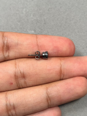 AAA Round Black Diamond Men’s Single Stud Earring 0.37-0.42 Ct – 4mm Bezel Set in 14K Blackened White Gold – Men’s Fine Jewelry Gift