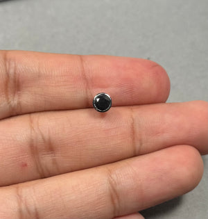 AAA Round Black Diamond Men’s Single Stud Earring 0.37-0.42 Ct – 4mm Bezel Set in 14K Blackened White Gold – Men’s Fine Jewelry Gift