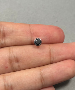 AAA Round Black Diamond Men’s Single Stud Earring 0.37-0.42 Ct – 4mm Bezel Set in 14K Blackened White Gold – Men’s Fine Jewelry Gift