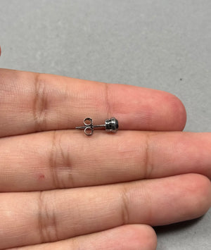 AA Round Black Diamond Men’s Single Stud Earring 0.43–0.52 Ct – 4.5mm Bezel Set in 14K Blackened White Gold– Men’s Jewelry Gift