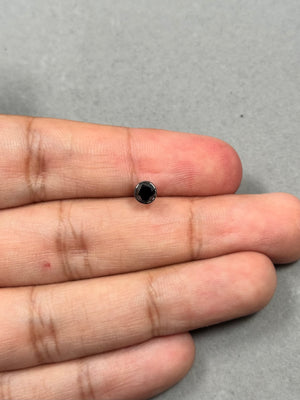AA Round Black Diamond Men’s Single Stud Earring 0.43–0.52 Ct – 4.5mm Bezel Set in 14K Blackened White Gold– Men’s Jewelry Gift