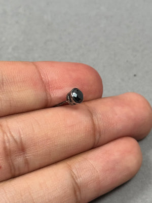 AA Round Black Diamond Men’s Single Stud Earring 0.43–0.52 Ct – 4.5mm Bezel Set in 14K Blackened White Gold– Men’s Jewelry Gift