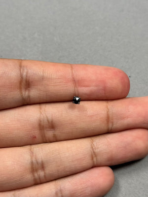 Men’s Black Diamond Stud Earring 1/9 Ct Round Rose Cut AAA Quality in 14K Blackened White Gold, 2.5-3mm Solitaire Earring