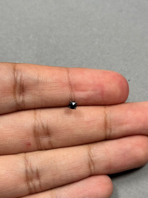 Men’s Black Diamond Stud Earring 1/9 Ct Round Rose Cut AAA Quality in 14K Blackened White Gold, 2.5-3mm Solitaire Earring