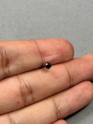 Men’s Black Diamond Stud Earring 1/9 Ct Round Rose Cut AAA Quality in 14K Blackened White Gold, 2.5-3mm Solitaire Earring