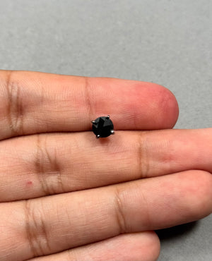 1.00 Ct EGL Certified AAA Black Diamond Men’s Stud Round Rose Cut 14K Black Gold | 5.70-7.13mm Push Back Earring