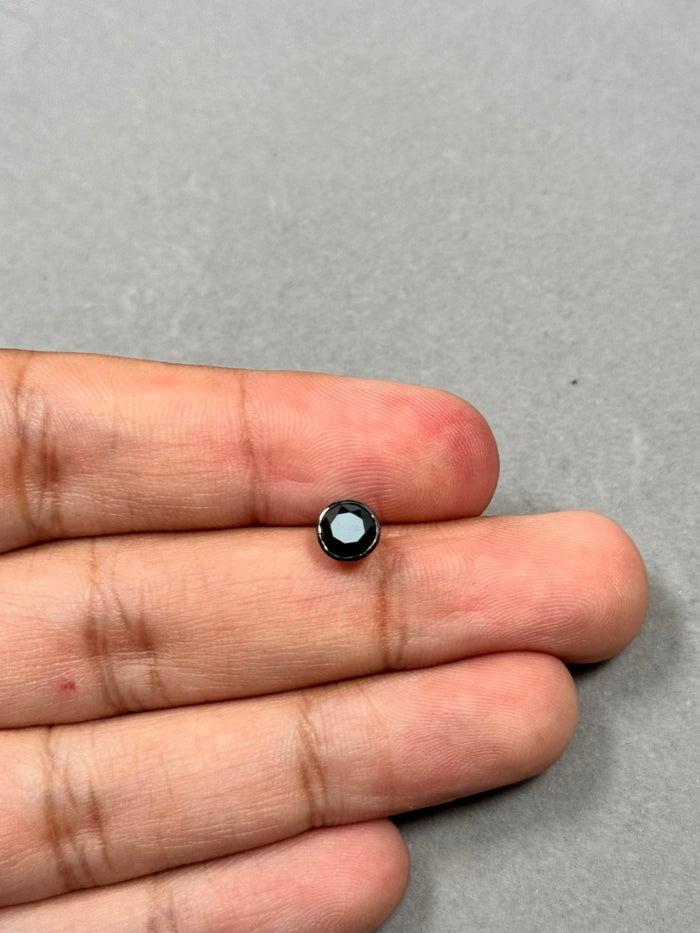 Black Diamond Stud Earrings for Men, 0.91-1.02 Cts, 14K Blackened White Gold, Round Solitaire Stud, Bezel Setting, Fine Jewelry, Men's Gift