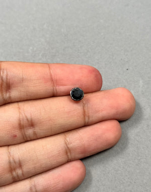 Black Diamond Stud Earrings for Men, 0.91-1.02 Cts, 14K Blackened White Gold, Round Solitaire Stud, Bezel Setting, Fine Jewelry, Men's Gift