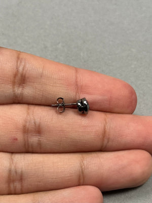 Black Diamond Stud Earrings for Men, 0.91-1.02 Cts, 14K Blackened White Gold, Round Solitaire Stud, Bezel Setting, Fine Jewelry, Men's Gift