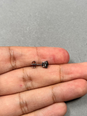 Rose Cut Black Diamond Men's Stud, 1/2 Ct, 14K Blackened Gold, Round Prong Set Earring, Unique Groom Gift