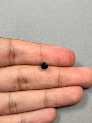 Rose Cut Black Diamond Men's Stud, 1/2 Ct, 14K Blackened Gold, Round Prong Set Earring, Unique Groom Gift