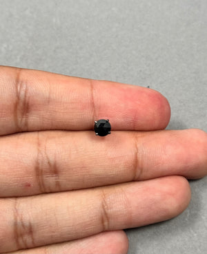 Rose Cut Black Diamond Men's Stud, 1/2 Ct, 14K Blackened Gold, Round Prong Set Earring, Unique Groom Gift