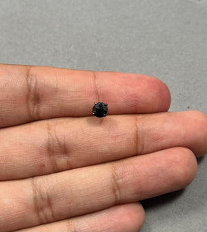 Rose Cut Black Diamond Men's Stud, 1/2 Ct, 14K Blackened Gold, Round Prong Set Earring, Unique Groom Gift