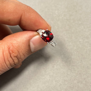 Antique 2.86 Ct AAA Garnet Diamond Ring | 14K White Gold Filigree