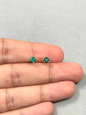Natural Emerald Stud Earrings Platinum – 4mm Round AA Emerald Scroll Earrings 0.42-0.55 Ct – Fine Jewelry, GaGreen Gemstone Earrings