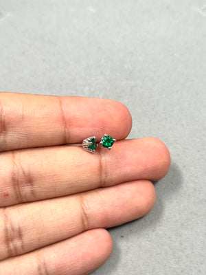 Natural Emerald Stud Earrings Platinum – 4mm Round AA Emerald Scroll Earrings 0.42-0.55 Ct – Fine Jewelry, GaGreen Gemstone Earrings