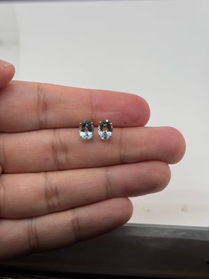 1.74–2.31 Ct Oval Aquamarine Stud Earrings 18K Yellow Gold | 8x6mm Aquamarine Earrings | March Birthstone Studs | Fine Jewelry