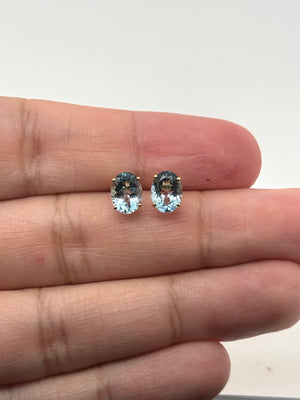 1.74–2.31 Ct Oval Aquamarine Stud Earrings 18K Yellow Gold | 8x6mm Aquamarine Earrings | March Birthstone Studs | Fine Jewelry