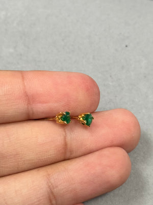 Natural Emerald Stud Earrings in 14K Yellow Gold – 4mm Round AA Quality Emerald Scroll Earrings 0.42-0.55 Ct – Jewelry Gift for Her