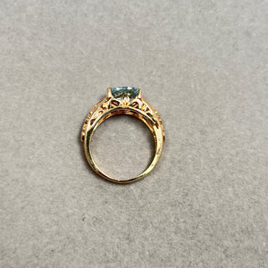 0.28 Ct Diamond & 1.58–2.02 Ct Aquamarine Ring in 14K Yellow Gold Size 7