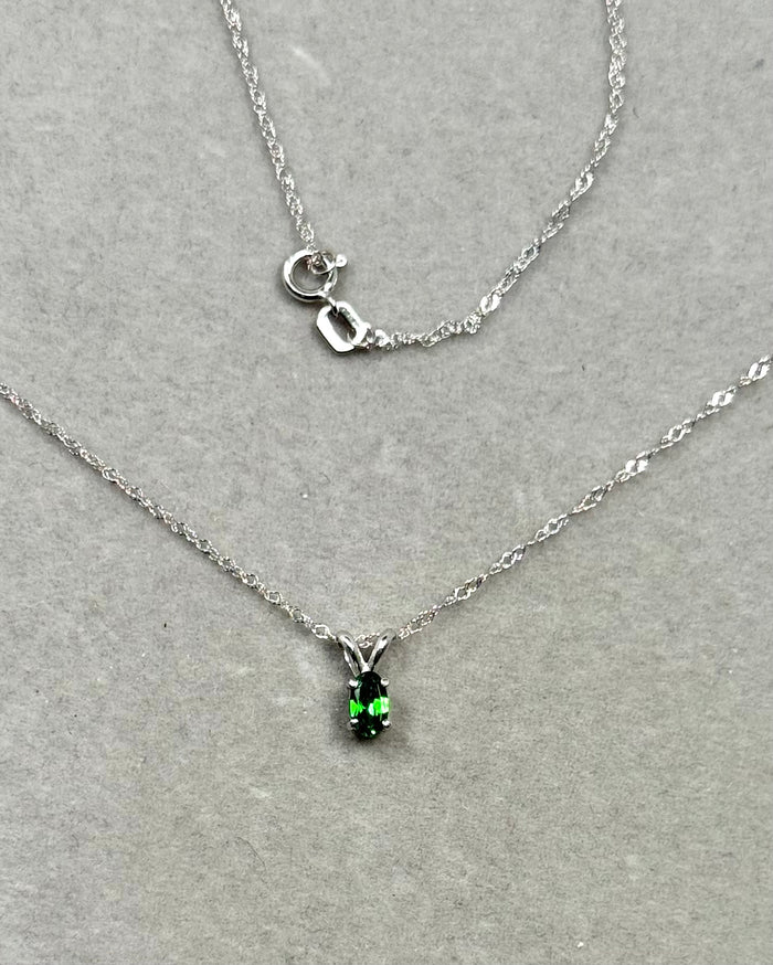 Platinum Tsavorite Garnet Pendant – 0.23-0.30 Ct 5x3mm AAA Oval Green Solitaire Necklace – Genuine Rare Green Garnet Jewelry Gift