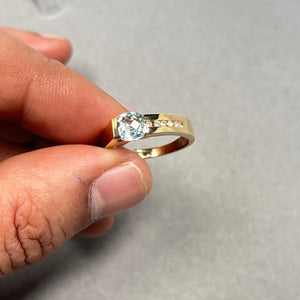 0.92 Ct Aquamarine & 0.09 Ct Diamond Ring | Cushion Checker Cut | 14K Yellow Gold Fine Jewelry | March Birthstone Gift