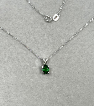 Platinum Tsavorite Garnet Pendant – 0.40-0.55 Ct 6x4mm AAA Oval Green Scroll Solitaire Necklace – Genuine Rare Garnet Jewelry Gift