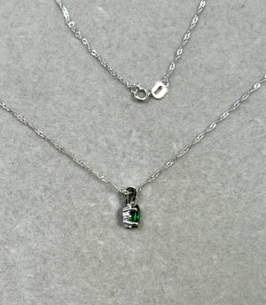 Platinum Tsavorite Garnet Pendant – 0.40-0.55 Ct 6x4mm AAA Oval Green Scroll Solitaire Necklace – Genuine Rare Garnet Jewelry Gift
