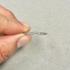 High polish 10K white gold ring featuring eleven natural champagne diamonds with warm earthy sparkle 
