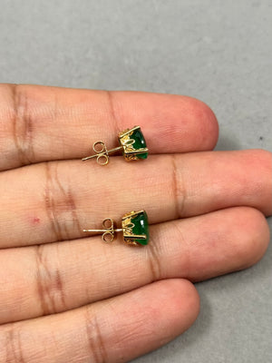 14K Yellow Gold Emerald Stud Earrings – 1.82-2.55 Ct 8x6mm AA Oval Natural Green Scroll Earrings – Genuine May Birthstone Jewelry Gift
