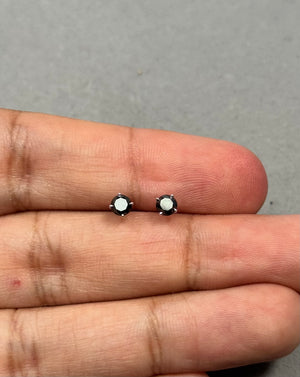 14K White Gold Black Diamond Stud Earrings – 2/3 Ct AA Round Men’s or Women’s Solitaire Earrings – Genuine Natural Gemstone Jewelry Gift