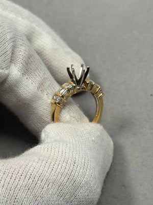 14K Yellow Gold Diamond Ring Mounting – 0.50 Ct SI1 IJ, Size 7.25, 6.5–7.0mm Center Stone, 4.25g Fine Jewelry Setting