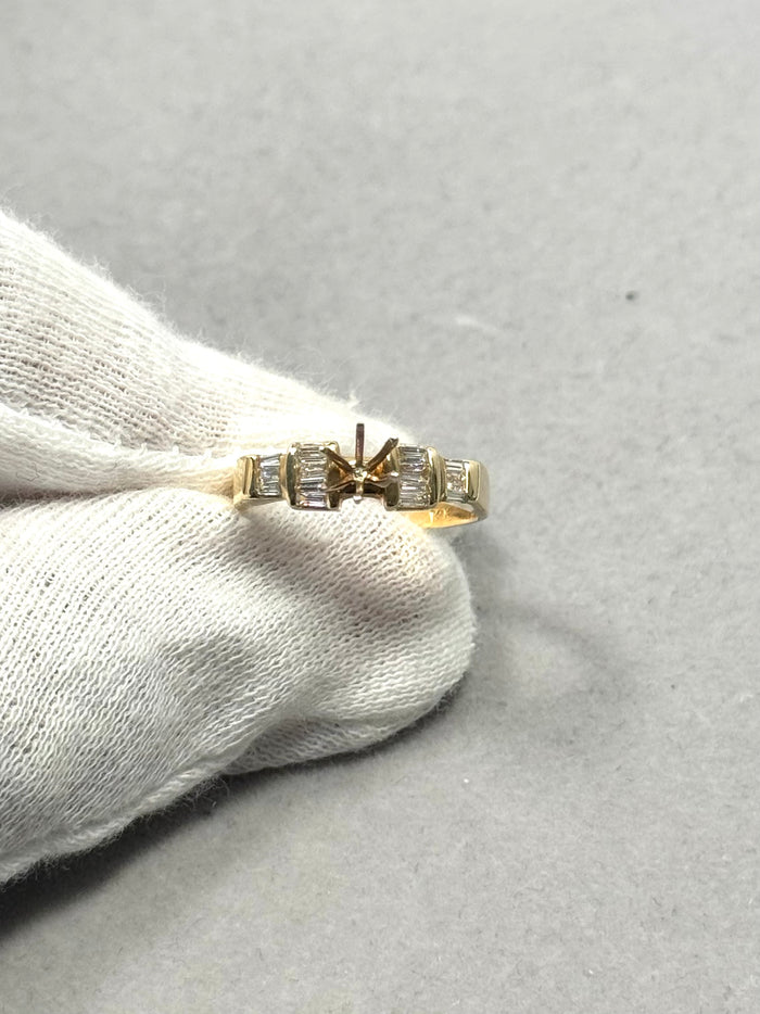 14K Yellow Gold Diamond Ring Mounting – 0.50 Ct Round Center Stone, Size 7, 5.5–6.5mm, 3.20g Fine Jewelry Setting