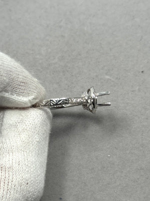 18K White Gold Diamond Ring Mounting – 0.50 Ct GH SI2, Size 6.5, 6mm Round Center Stone, 5.16g Fine Jewelry