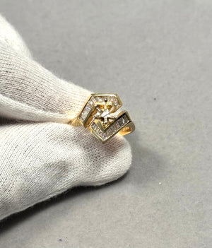 14K Yellow Gold Diamond Ring Mounting – 0.50 Ct GH SI1, Size 7, 6mm Round Center Stone, 5.36g Fine Jewelry