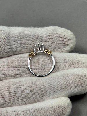 18K White Gold Diamond Ring Mounting – 0.50 Ct GH SI1, Platinum Prongs, Size 6.5, 8x4–8x5mm Center Stone, 5.70g Fine Jewelry