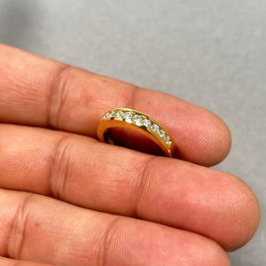 18K Yellow Gold Diamond Wedding Band – Channel Set Ring, Size 7
