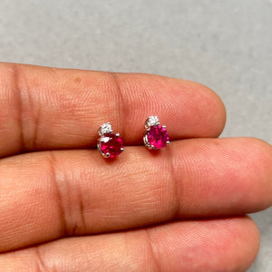 Ruby Diamond Earrings | 18K White Gold Fine Jewelry