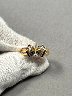 14K Yellow Gold Diamond Ring Mounting Size 6.75 | 8x5 Marquise/Round Center Stone | 0.50 CT GH-SI1 Solitaire | 6.37g