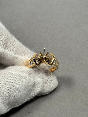 14K Yellow Gold Diamond Ring Mounting Size 6.75 | 8x5 Marquise/Round Center Stone | 0.50 CT GH-SI1 Solitaire | 6.37g