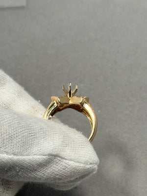 14K Yellow Gold Diamond Ring Mounting Size 6.75 | 8x5 Marquise/Round Center Stone | 0.50 CT GH-SI1 Solitaire | 6.37g