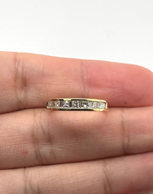 Diamond Ring 14K Gold | Princess Cut Channel Set Band — Everyday Elegance Wedding Anniversary Gift