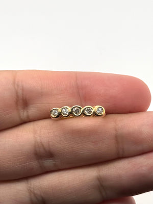 Diamond five stone ring in 14K yellow gold bezel setting modern band jewelry