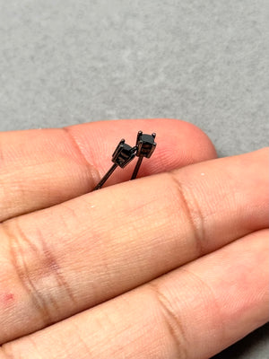AAA Princess Cut Black Diamond Stud Earrings 1/9 Ct (2.00–2.50 mm) in 14K Blackened White Gold