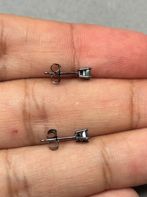 AAA Princess Cut Black Diamond Stud Earrings 1/9 Ct (2.00–2.50 mm) in 14K Blackened White Gold