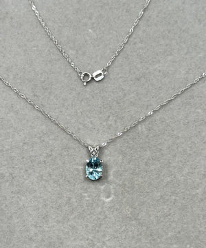 Heirloom Aquamarine Pendant | 8x6 mm Oval Scroll Design in Solid Platinum