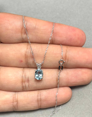 Heirloom Aquamarine Pendant | 8x6 mm Oval Scroll Design in Solid Platinum