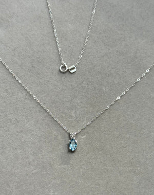Heirloom Aquamarine Pendant – 0.50 Ct Oval 6x4 mm AAAA Aquamarine Scroll Necklace in Platinum with 18K White Gold Singapore Chain