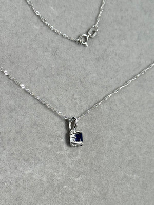 Blue Sapphire Pendant – 0.70 Ct Oval 6x4 mm AA Blue Sapphire Scroll Solitaire Necklace in Platinum with 18K White Gold Chain