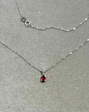 Ruby Pendant – 0.25–0.40 Ct Oval 5x3 mm AA Ruby Scroll Solitaire Necklace in Platinum with 18K White Gold Chain